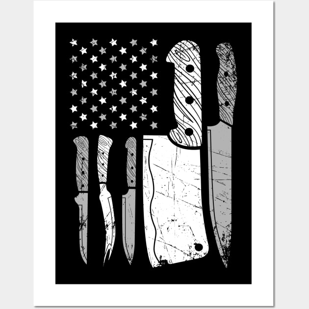 Chef Knife American Flag Wall Art by captainmood